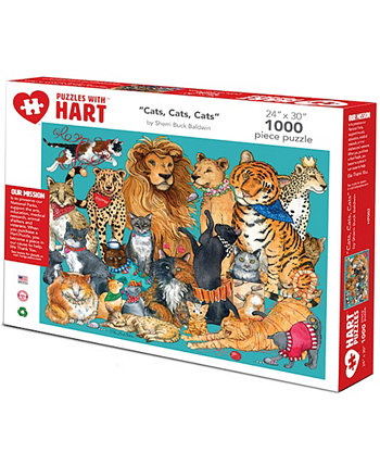 Cats 24" x 30" By Sherri Buck Baldwin Set, 1000 Pieces Hart Puzzles