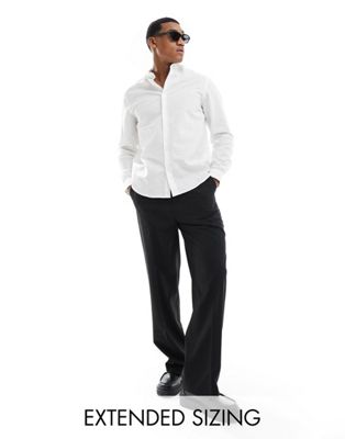 ASOS DESIGN smart linen mix shirt in white ASOS DESIGN