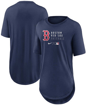 Женская темно-синяя футболка Boston Red Sox Authentic Collection Baseball Fashion из трех смесей Nike