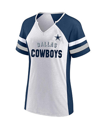 Женская полуночно-белая, темно-синяя футболка с цветными блоками Dallas Cowboys больших размеров Fanatics