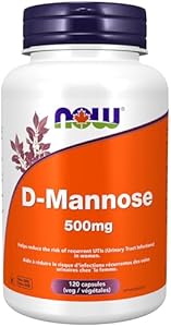 Now D-Mannose 500 mg, 300 Capsules (Капсулы) (Pack of 2) - Vegan Non GMO Supplement for Women and Men - Supports Healthy Urinary Tract, Cleanses The Bladder NOW Foods