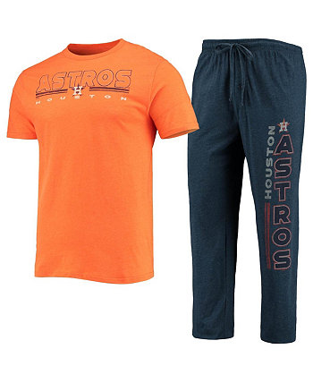 Мужской темно-синий, оранжевый комплект из футболки и брюк Houston Astros Meter для сна Concepts Sport