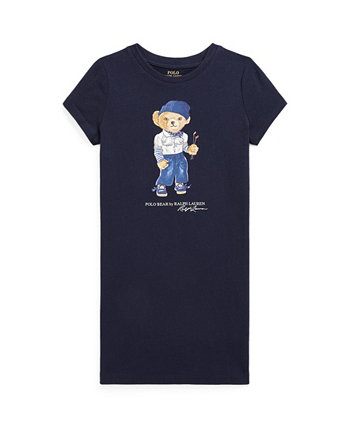 Платье-футболка из джерси с изображением медвежонка-поло для малышей и маленьких девочек Ralph Lauren