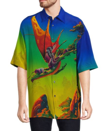 Шелковая рубашка с рисунком дракона Valentino