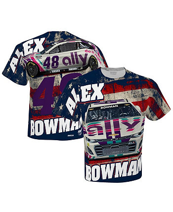 Мужская белая футболка Alex Bowman Ally с сублимированным патриотическим принтом Total Hendrick Motorsports Team Collection