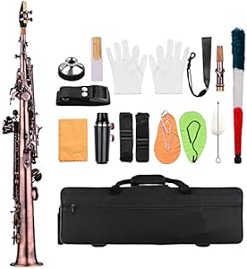 Btuty Soprano Saxophone Red Bronze Bb Soprano Saxophone Sax Saxofón Soprano Woodwind Instrument Carve Pattern with Case Gloves Cleaning Cloth Straps Brush Btuty