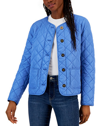 Женская стеганая куртка с накладными карманами, созданная для Macy's Charter Club