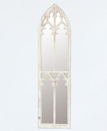 Настенное зеркало в рамке собора из белого дерева состаренного цвета Luxen Home