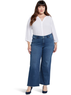 Широкие брюки с потертостями на щиколотке больших размеров Teresa в цвете Riverwalk NYDJ