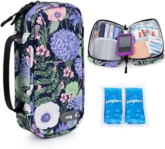 YOUSHARES Insulin Cooler Travel Case - Travel Medicine Cooler Bag for Insulin and Diabetes Supplies Travel, Insulin Case with 2 TSA Approved Gel (Гель) Ice Pack (Hydrangea) YOUSHARES