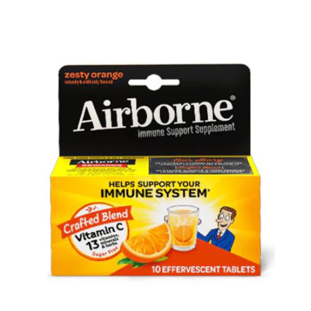Эффервесцентные таблетки Витамин C для поддержки иммунитета, апельсин - 10 шипучих таблеток - AirBorne AirBorne