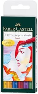 Faber-Castell PITT Artist Brush Pens, Basic, 6-Pack Faber-Castell