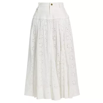 Adina Cotton Lace Midi Skirt EN SAISON