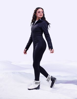 Черный лыжный костюм с поясом, узкими штанинами и капюшоном ASOS 4505 ASOS 4505