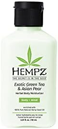 Hempz Exotic Natural Herbal Body Moisturizer with Pure Hemp Seed Oil, Green Tea and Asian Pear, 2.25 Fluid Ounce - Nourishing Vegan Skin Lotion for Dryness and Flaking with Acai and Goji Berry Hempz