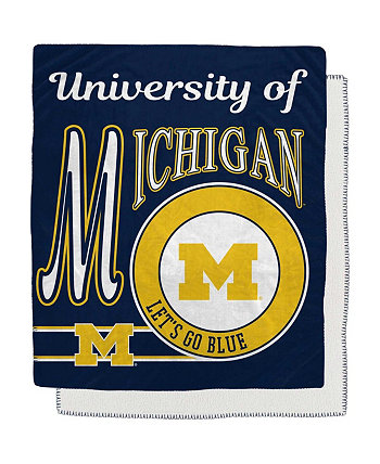 Фланелевое флисовое одеяло из шерпа с эмблемой Michigan Wolverines размером 50 x 60 дюймов в стиле ретро Pegasus Home Fashions