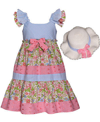 Платье из хлопчатобумажной ткани и люверсов для маленьких девочек с развевающимися рукавами и шляпой в тон Bonnie Jean