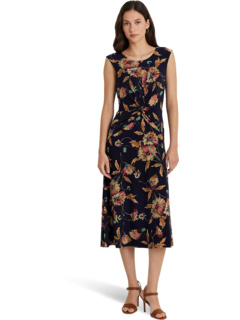 Платье из эластичного джерси с цветочным принтом и закрученной передней частью LAUREN Ralph Lauren