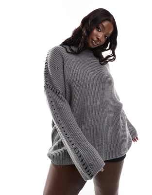 Yours sweater with blanket stitch in charcoal Yours