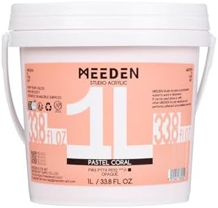 MEEDEN Acrylic Paint Set 1 L: 12 Colors Large Bulk 33.8 oz Acrylic Paints - Heavy Body Gloss Non-Toxic - Thick Art Paints for Canvas Crafts Wood Metal Plastic Wall MEEDEN