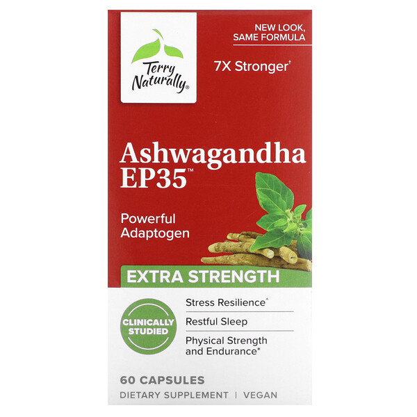 Ashwagandha EP35, Дополнительная сила, 60 капсул Terry Naturally