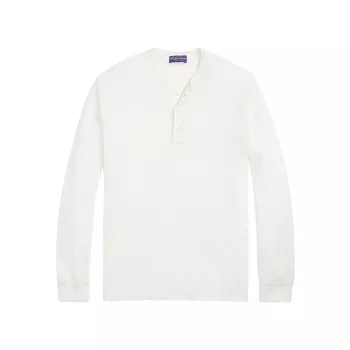 Textured Cotton-Silk Henley Shirt Ralph Lauren