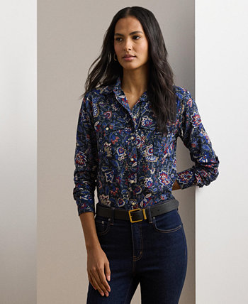 Women's Classic-Fit Floral Cotton Voile Shirt LAUREN Ralph Lauren