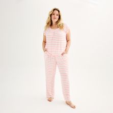 Пижамный комплект Croft & Barrow® с короткими рукавами и брюками больших размеров Croft & Barrow