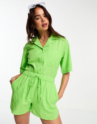 Зеленые пляжные льняные шорты Esmee Exclusive — часть комплекта Esmée