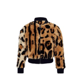 Оцелот для девочек &amp; Куртка-бомбер из искусственного меха с леопардовым принтом Bardot Junior