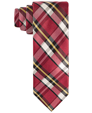 Men's Crimson & Cream Plaid Tie Tayion Collection