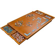 Jumbl 1000 Piece Puzzle Board, 23” x 31” Wooden Jigsaw Puzzle Table & Trays Jumbl