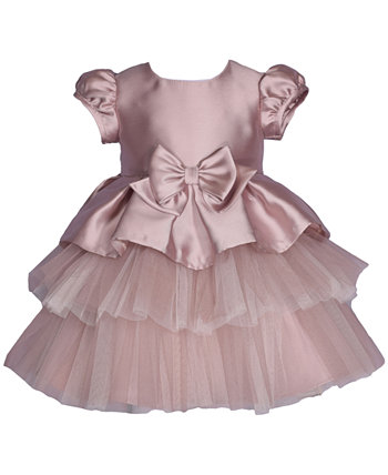 Многоярусное платье из микадо с короткими рукавами и бантом для маленьких девочек Bonnie Baby