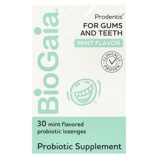 Prodentis для зубов и десен, Мятные - 30 пробиотических леденцов - BioGaia BioGaia
