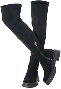 Женские Сапоги выше колена N.N.G Low Heel Winter Block Suede Thigh High Chunky OTK Long Comfort N.N.G