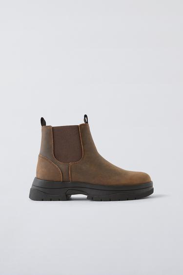 LEATHER CHELSEA ANKLE BOOTS ZARA - ZARA KIDS