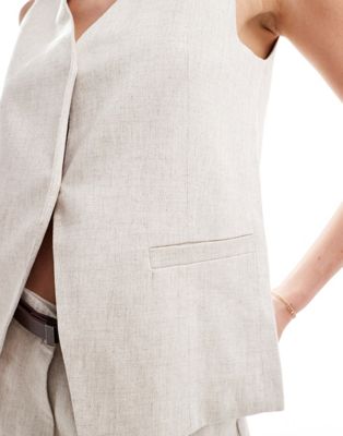 ASOS DESIGN premium linen look vest in natural ASOS DESIGN