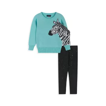Комплект из свитера с зеброй для маленькой девочки Andy & Evan