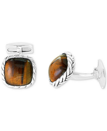 EFFY® Men's Tiger Eye Rope Framed Cufflinks in Sterling Silver Effy