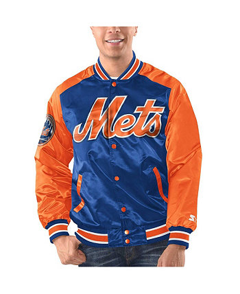 Мужская атласная куртка с длинными кнопками Royal, оранжевая New York Mets Varsity Starter