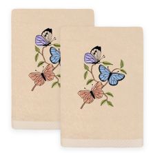 Linum Home Textiles Spring Butterflies Embroidered Turkish Cotton Set of 2 Hand Towels Linum Home