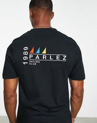 Черная футболка с принтом на спине Parlez Corsair Parlez