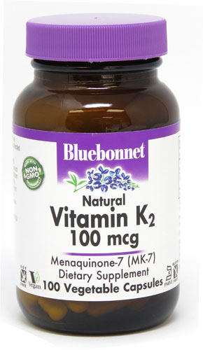 Натуральный Витамин К2 - 100 мкг - 100 растительных капсул - Bluebonnet Nutrition Bluebonnet Nutrition