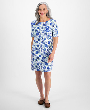Petite Wind Garden Boat-Neck Knit Dress, Created for Macy's Style & Co