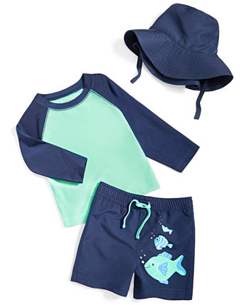 Рашгард «рыбка», шорты для плавания и шапочка для маленьких мальчиков, комплект из 3 предметов, созданный для Macy's First Impressions