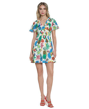 Women's Cotton Tropical-Print Mini Dress Donna Morgan