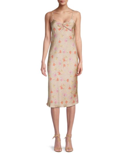 Атласное платье-комбинация с цветочным принтом Tash+Sophie