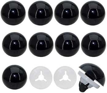 60Pcs Safety Eyes and Secure Washers for Amigurumi Crochet - Thalinfayi 24mm Black Large Plastic Safety Eyes Crochet Craft Eyes for Amigurumi, Crafts, Crochet Doll DIY Making Supplies Thalinfayi