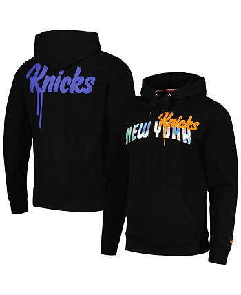 Мужской и женский черный пуловер с капюшоном New York Knicks со светоотражающим эффектом металлик FISLL