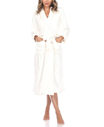 Уютная домашняя одежда больших размеров, халат с поясом White Mark